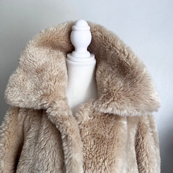 NWT FREE PEOPLE PRETTY PERFECT FAUX FUR COAT IN CREAM TEA - S - Picture 10 of 16